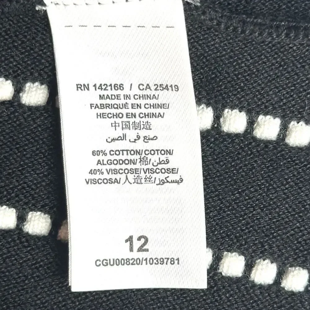 Ella Moss Summer Knit Dress Fit & Flare Black White Cotton Girl’s sz 12 Slim Fit